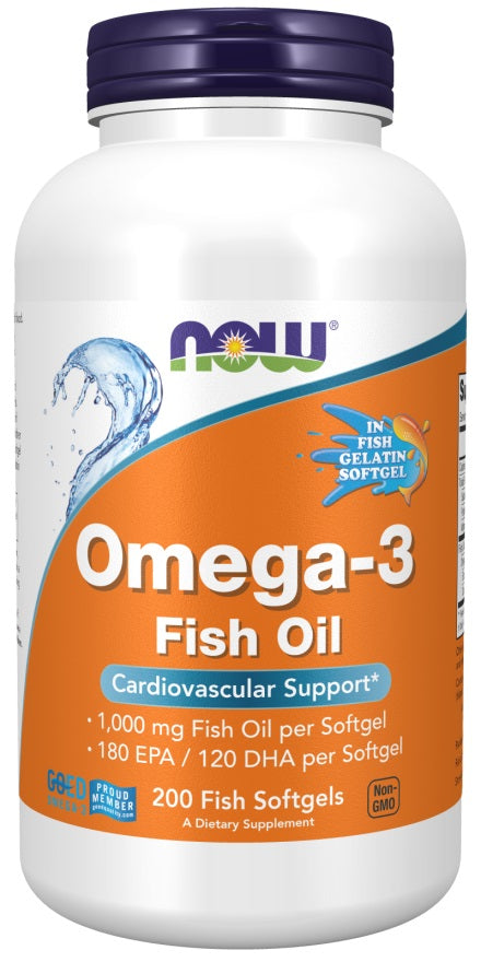 NOW Foods Omega-3 kalaõli, molekulaarselt destilleeritud – 200 pehmekapslit
