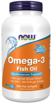 Produkto nuotrauka: NOW Foods Omega-3 Fish Oil, Molecularly Distilled - 200 fish softgels