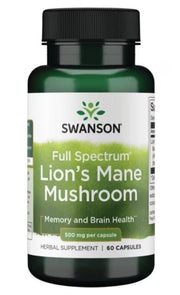 Swanson Full Spectrum Lõvilaka Seene, 500 mg – 60 kapslit