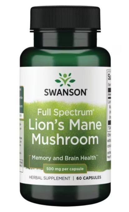 Swanson Full Spectrum Lõvilaka Seene, 500 mg – 60 kapslit