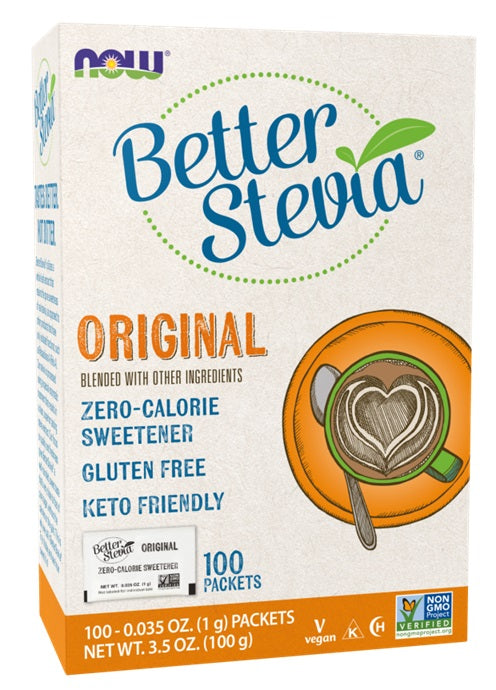 NOW Foods Better Stevia pakendid, originaal – 100 pakki