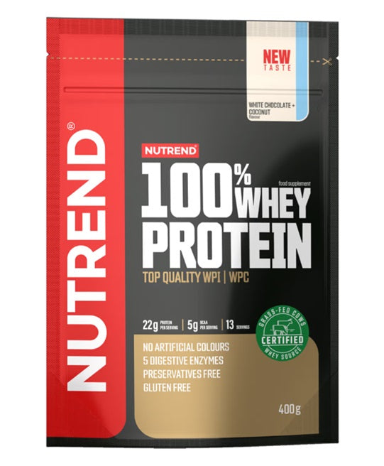 Nutrend 100% vadakuvalgu pulber, valge šokolaadi ja kookose maitsega – 400 g