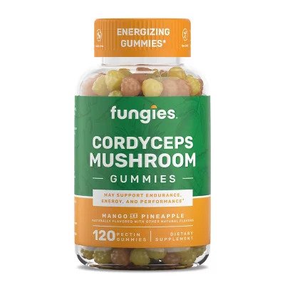 Fungies seente Korditsepsi seente kummikommid, mango- ja ananassi-kummikommid – 120 kummikommi