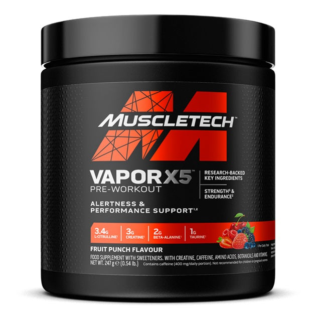 MuscleTech Vapor X5 treeningueelne, puuviljamaitseline – 247 g