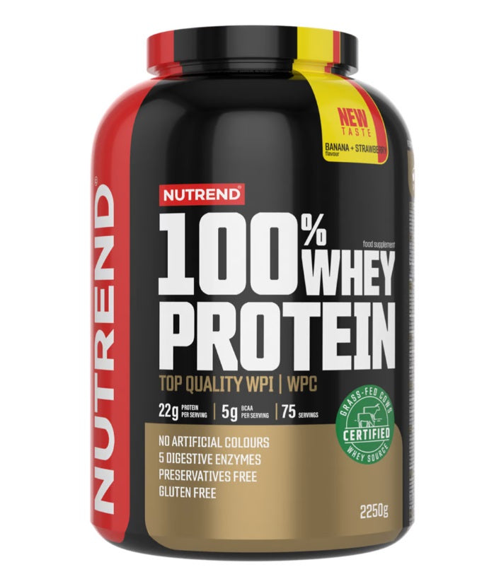 Nutrend 100% vadakuvalgu pulber, banaan ja maasikas - 2250 g