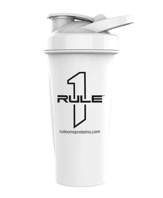 Rule One R1 sheikerpudel reljeefse logoga, valge - 600 ml.