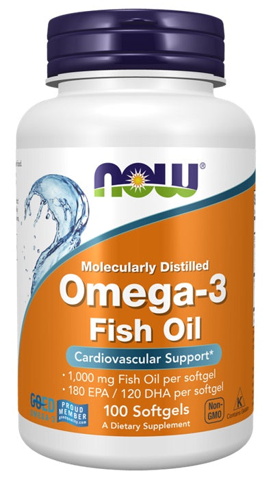 NOW Foods Omega-3 kalaõli, molekulaarselt destilleeritud – 100 kapslit