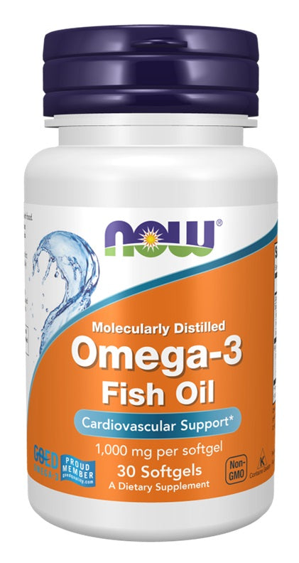 NOW Foods Omega-3 kalaõli, molekulaarselt destilleeritud – 30 kapslit