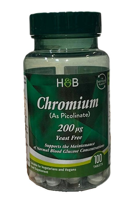 Holland & Barrett kroompikolinaat, 200 mcg – 100 tabletti