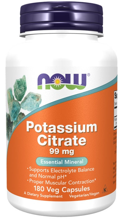 NOW Foods Kaaliumtsitraat, 99 mg - 180 kapslit
