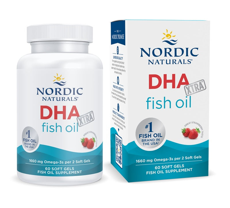 Nordic Naturals DHA Xtra, 1660 mg maasikamaitseline – 60 kapslit