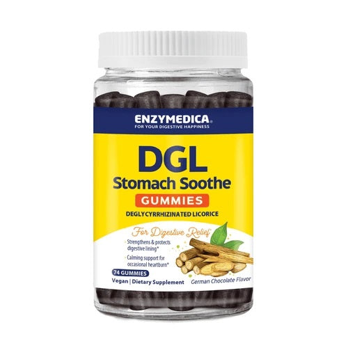 Enzymedica DGL Stomach Soothing Gummies, Saksa šokolaadi maitse – 74 kummikommi