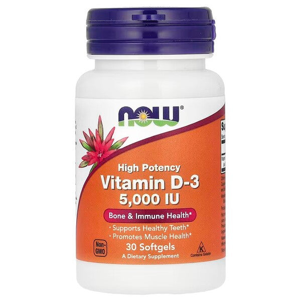 NOW Foods D-3-vitamiin, 5000 IU – 30 kapslit