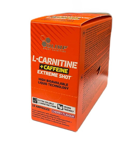 Olimp Nutrition L-karnitiin + kofeiin Extreme Shot, kirsimaitsega - 10 x 25 ml.
