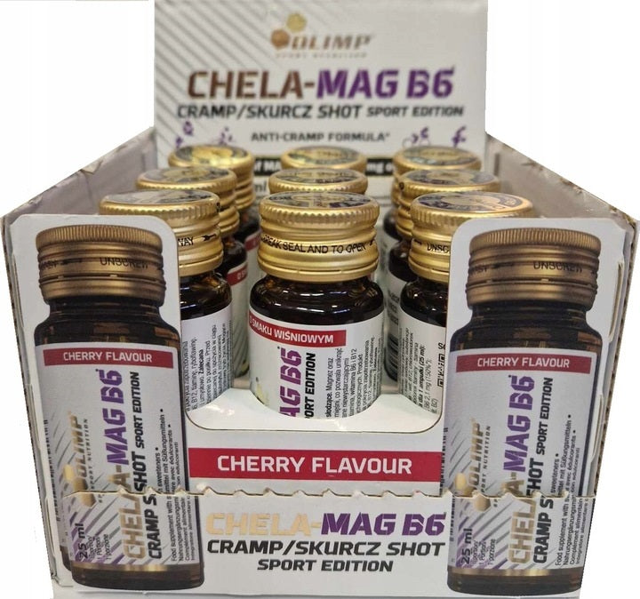Olimp Nutrition Chela-Mag B6 krambišott, kirsimaitsega – 9 x 25 ml.