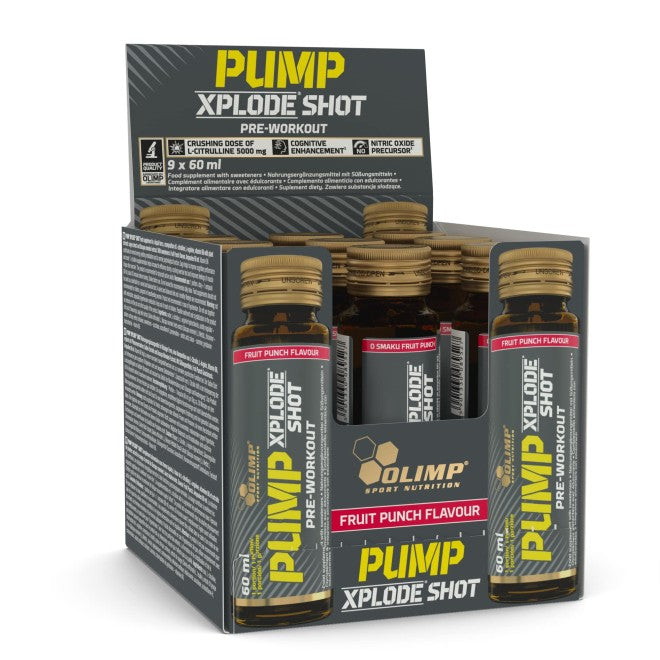 Olimp Nutrition Pump Xplode Shot, puuviljamaitseline – 9 x 60 ml.