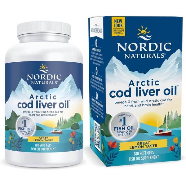 Nordic Naturalsi arktika tursa maksaõli, 750 mg sidrunimaitseline – 180 kapslit