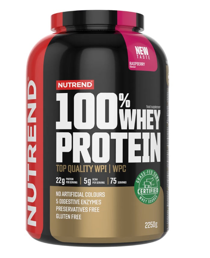 Nutrend 100% vadakuvalgu pulber, vaarika maitse – 2250 g