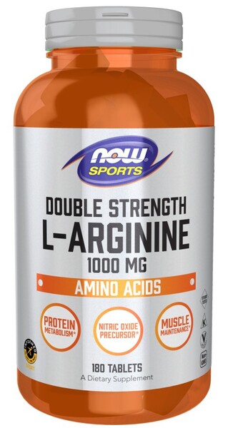 Produkto nuotrauka: NOW Foods L-Arginine, 1000mg - 180 tablečių