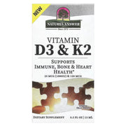 Nature's Answer D3 ja K2 vitamiinid – 15 ml.