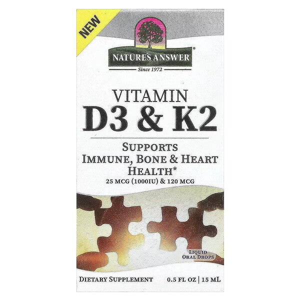 Nature's Answer D3 ja K2 vitamiinid – 15 ml.