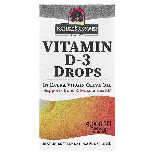 Nature's Answer D3-vitamiini tilgad, 4000 IU – 15 ml.