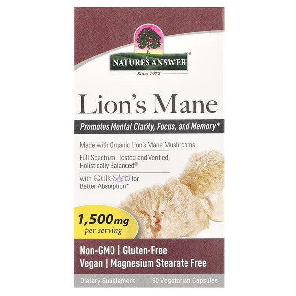 Nature's Answer Lion's Mane, 1500 mg – 90 kapslit