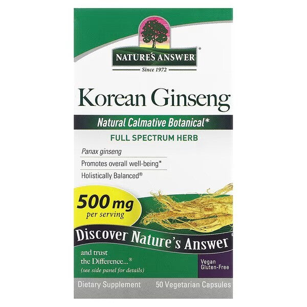 Nature's Answer Korea ženšenn, 500 mg – 50 kapslit