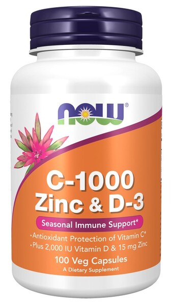 NOW Foods C-1000 tsink ja D-3 vitamiin B12 – 100 kapslit