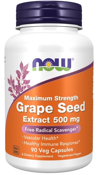 Produkto nuotrauka: NOW Foods Grape Seed Extract, 500mg Maximum Strength - 90 kapsulių