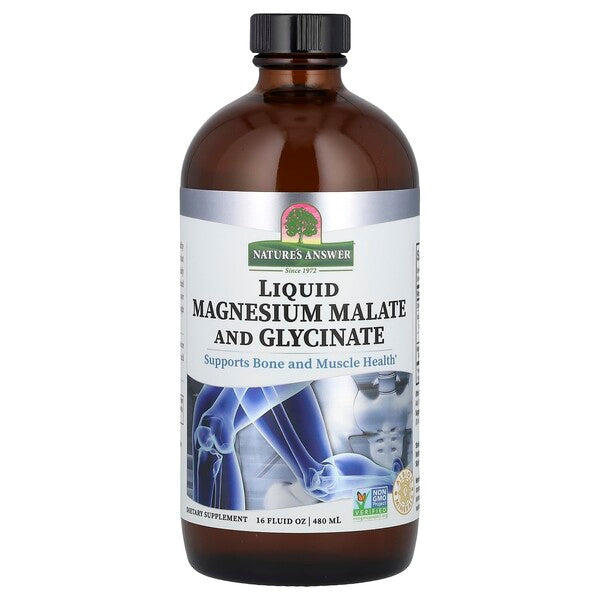 Nature's Answer vedel magneesiummalaat ja glütsinaat – 480 ml.