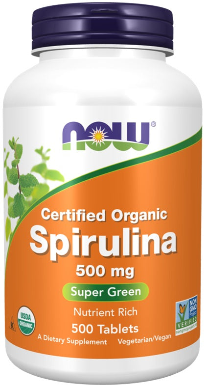 NOW Foods spirulina, 500 mg – 500 tabletti