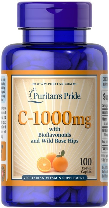 Puritan's Pride C-1000 bioflavonoidide ja kibuvitsamarjadega, 1000 mg – 100 kapslit