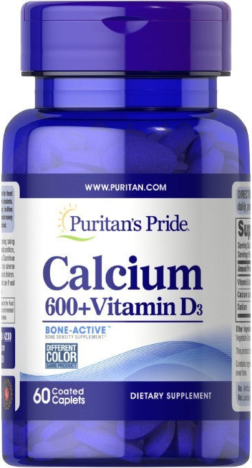 Puritan's Pride Kaltsium + D3-vitamiin – 60 kapslit
