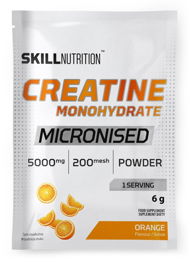 Skill Nutrition mikroniseeritud kreatiinmonohüdraat, apelsinimaitseline – 6 g (1 portsjon)
