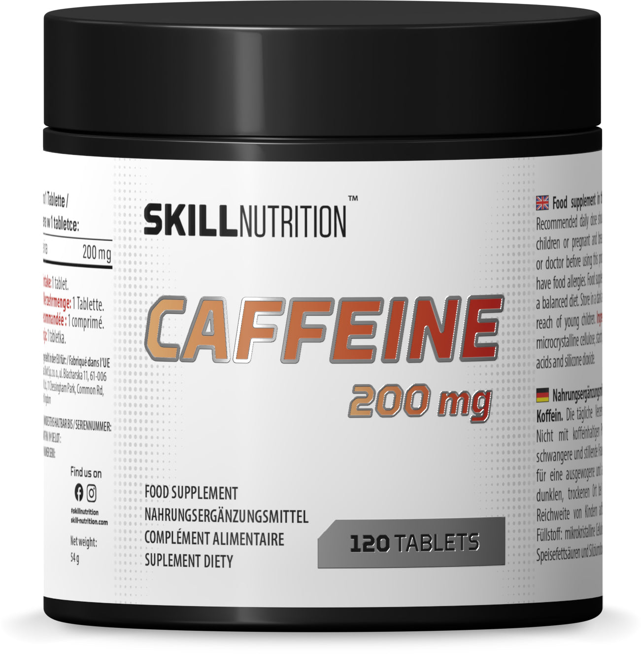 Skill Nutrition kofeiin, 200 mg – 120 tabletti
