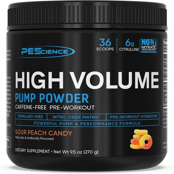 PEScience High Volume (uus valem), happelise virsiku kommimaitse - 270 g