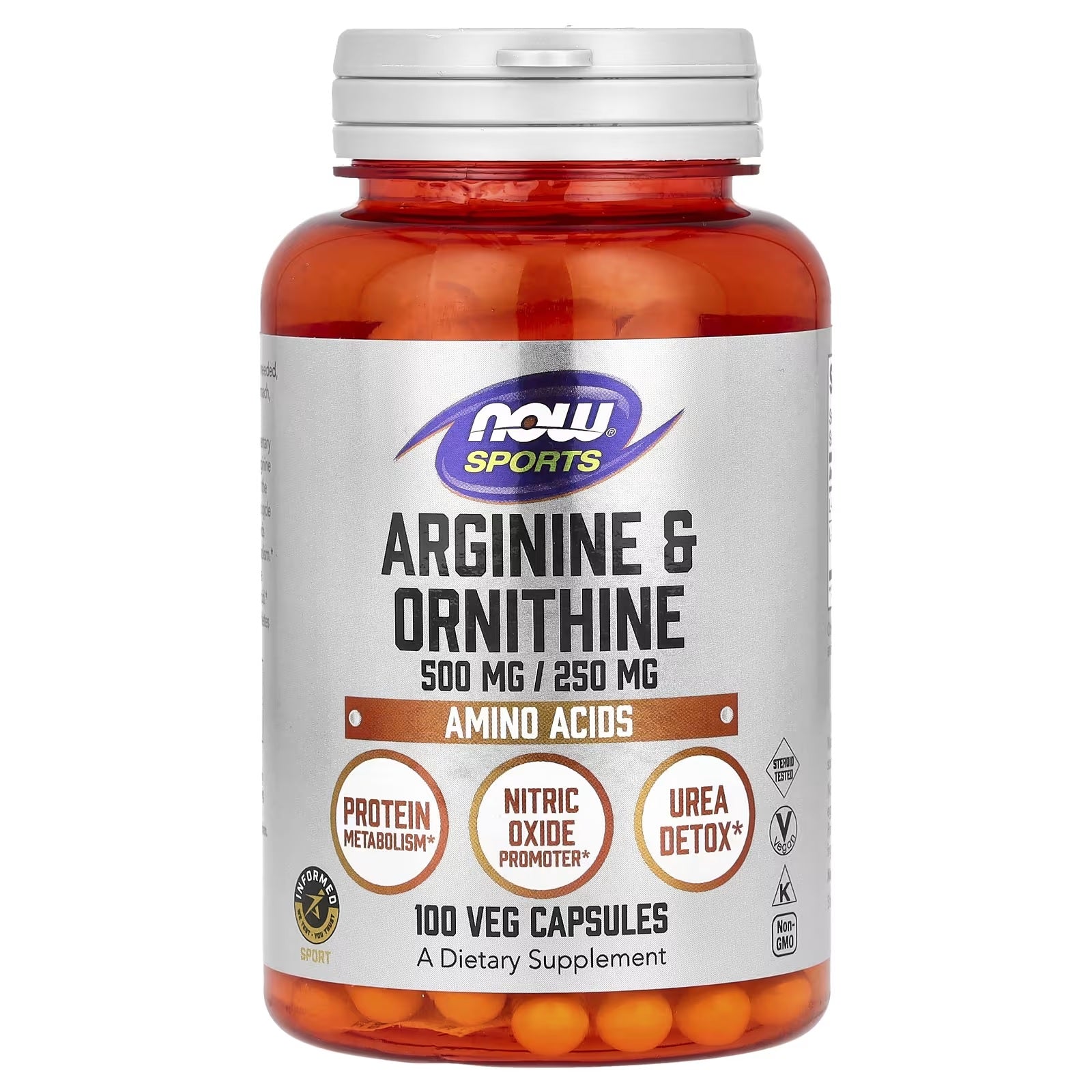 NOW Foods arginiin ja ornitiin – 100 kapslit