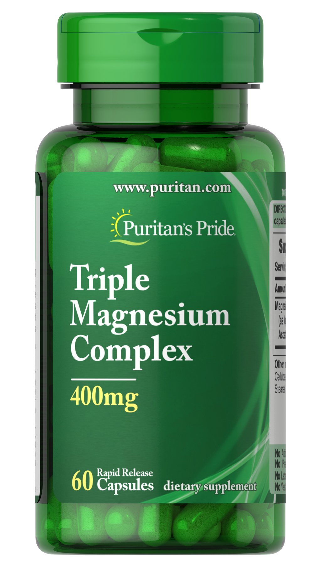 Puritan's Pride kolmekordne magneesiumikompleks, 400 mg – 60 kapslit