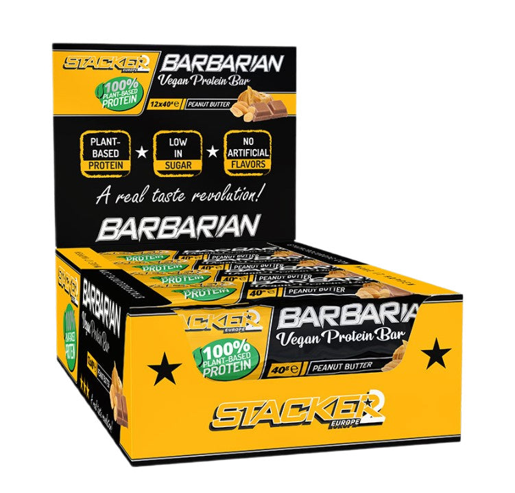 Stacker2 Europe Barbarian valgupulk maapähklivõiga – 12 x 40 g
