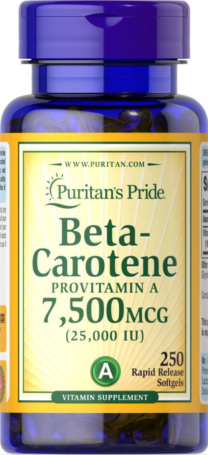 Puritan's Pride beetakaroteen, 25 000 RÜ - 250 geelkapslit