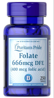 Puritan's Pride foolhape, 666 mcg – 250 tabletti