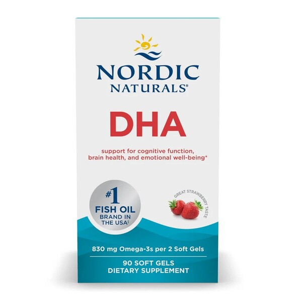 Nordic Naturals DHA, 830 mg maasikamaitselised – 90 kapslit