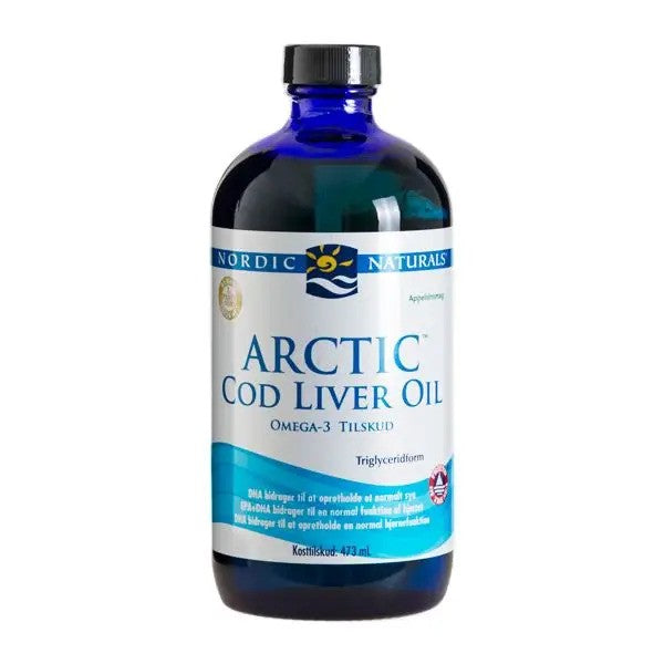 Nordic Naturals (Taani etikett) arktilise tursa maksaõli, 1060 mg apelsinimaitseline – 473 ml.