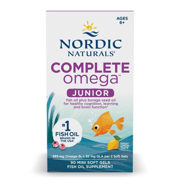 Nordic Naturals Complete Omega Junior, 283 mg sidrunimaitseline – 90 minikapslit