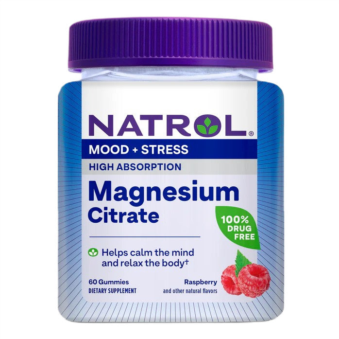 Natroli suure imendumisega magneesiumtsitraat, vaarika maitsega – 60 kummikommi