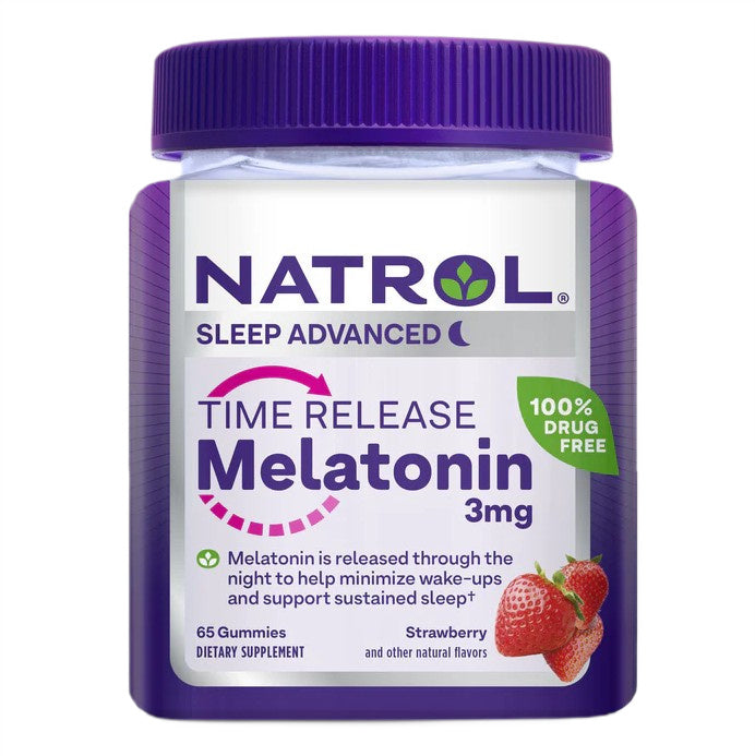 Natrol Melatonin Timed Release, 3 mg (Strawberry) - 65 närimiskommi