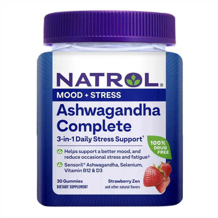 Natrol Ashwagandha Complete, maasikamaitseline Zen – 30 kummikommi