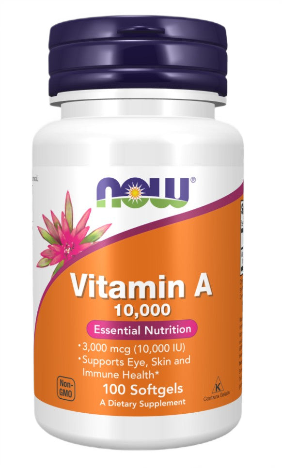 NOW Foods A-vitamiin, 10 000 RÜ – 100 kapslit