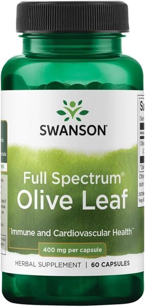 Swanson täisspektri oliivileheekstrakt, 400 mg – 60 kapslit